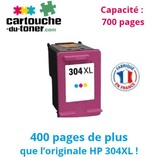 Cartouche jet d'encre compatible HP 304XL C (N9K07AE-N9K05AE) Couleur
