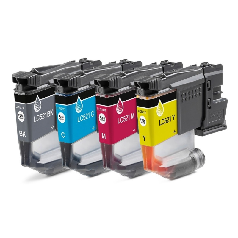 Cartucce D'inchiostro Colorfly LC521 Compatibili Per Stampanti Brother, 4 Colori Ad Alta Resa