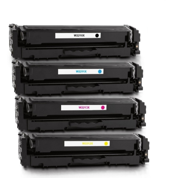 Pack de 4 Cartouches de toner HP 207X compatibles W2210X - W2211X - W2212X - W2213X